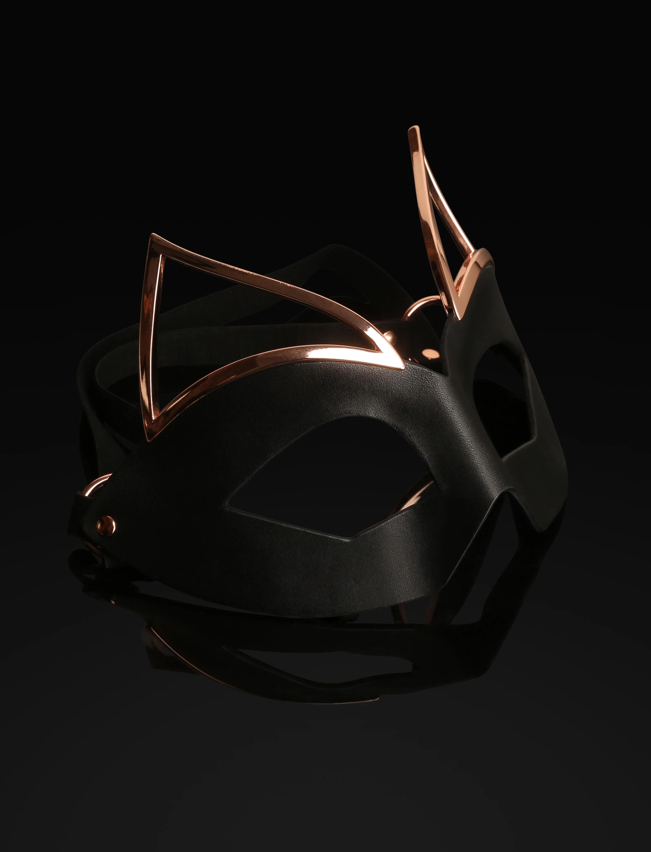 Rose Gold Leather Fox Mask With Elastic Back Strap
