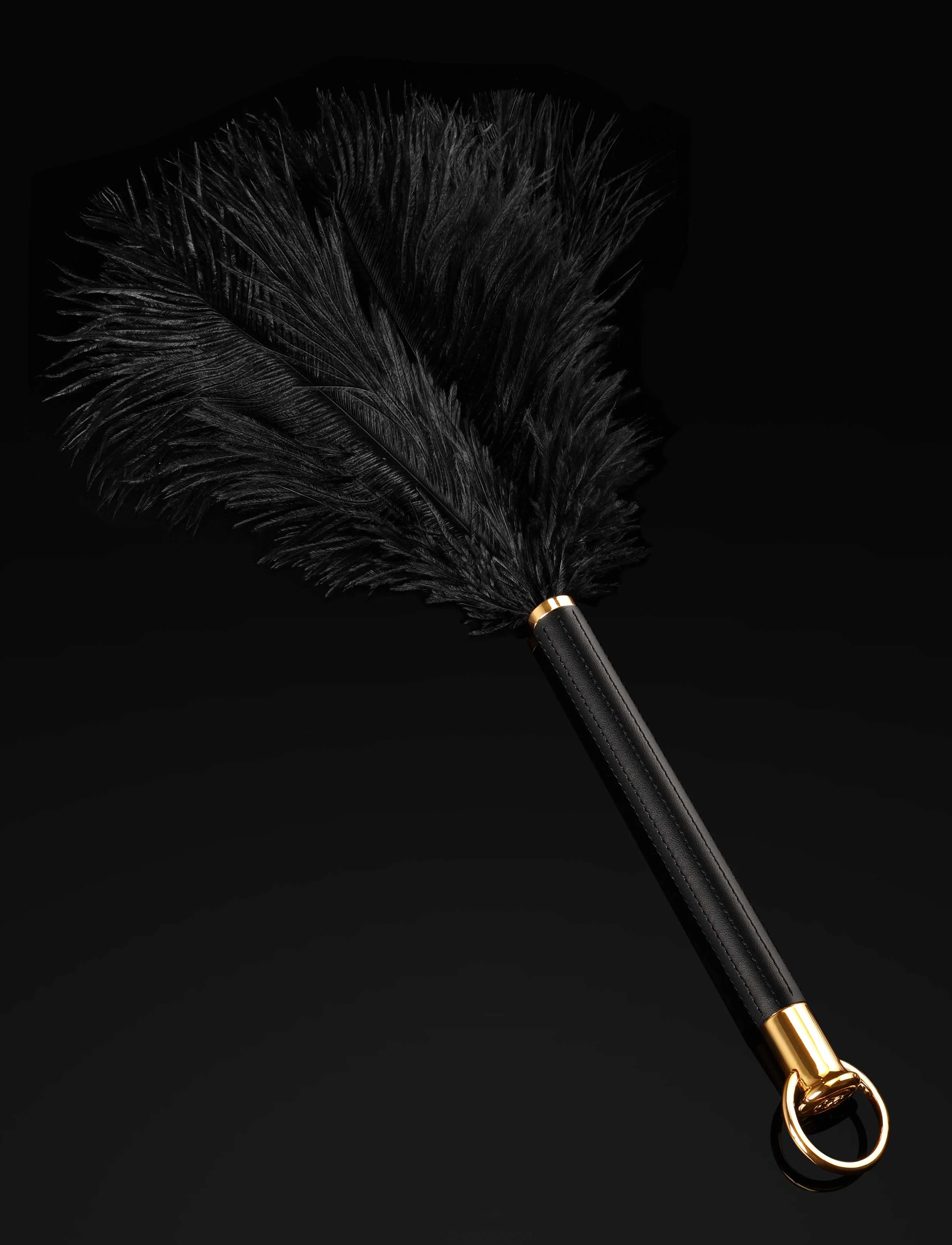 Signature Series Feather Tickler with Leather Handle and Gold Hardware