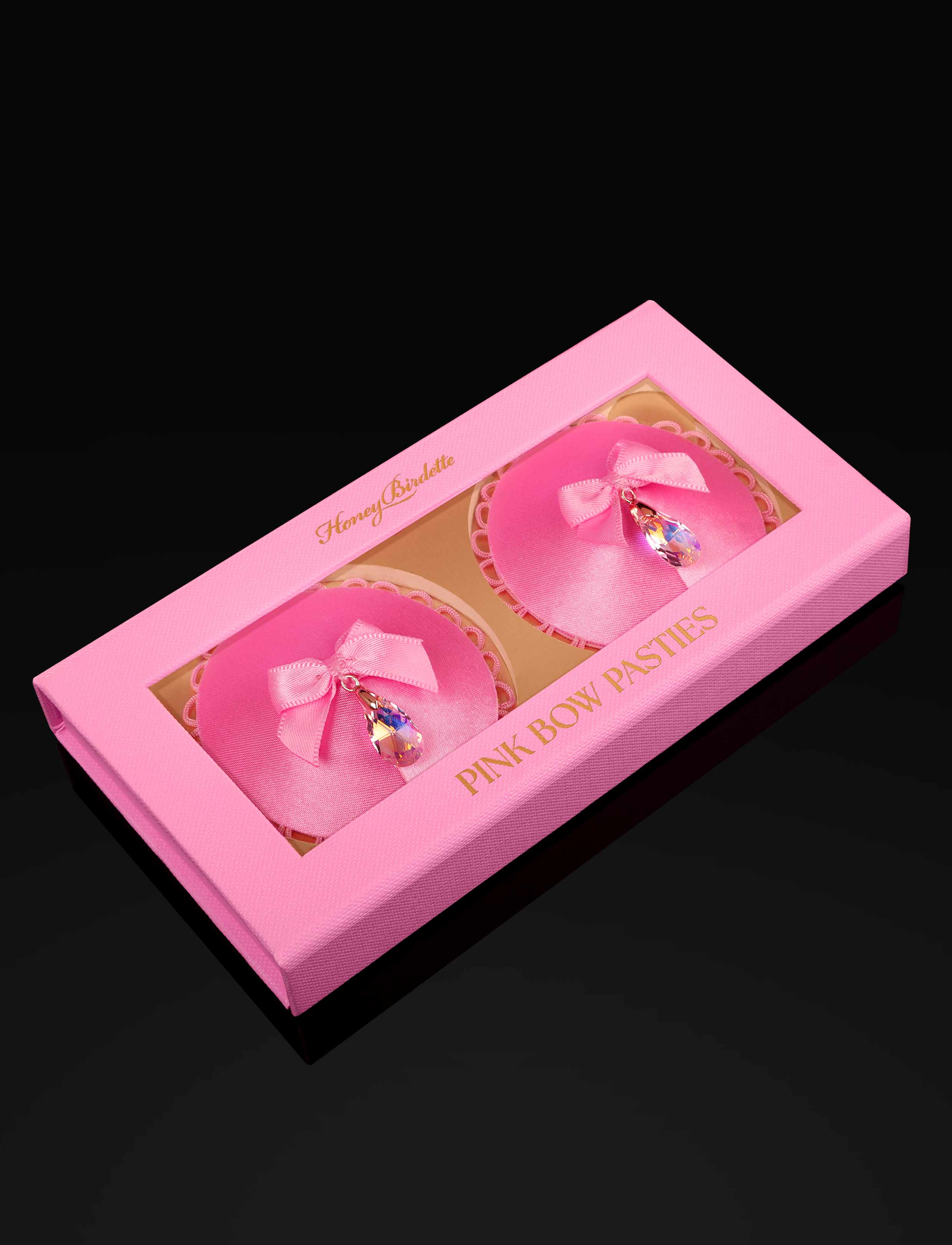 Pink Bow Pasties with Teardrop Crystals