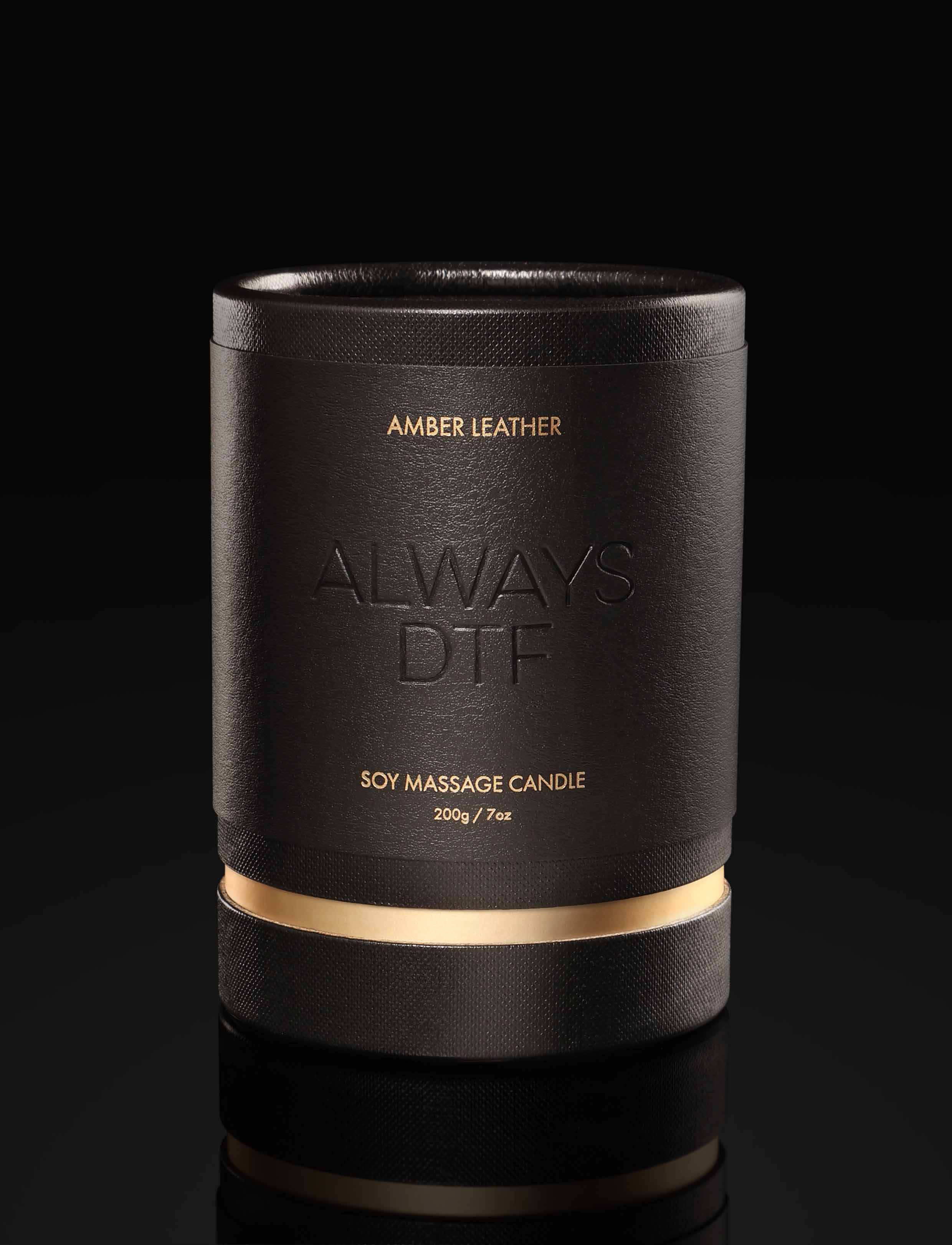Always DTF Amber Leather Luxury Massage Candle by Honey Birdette