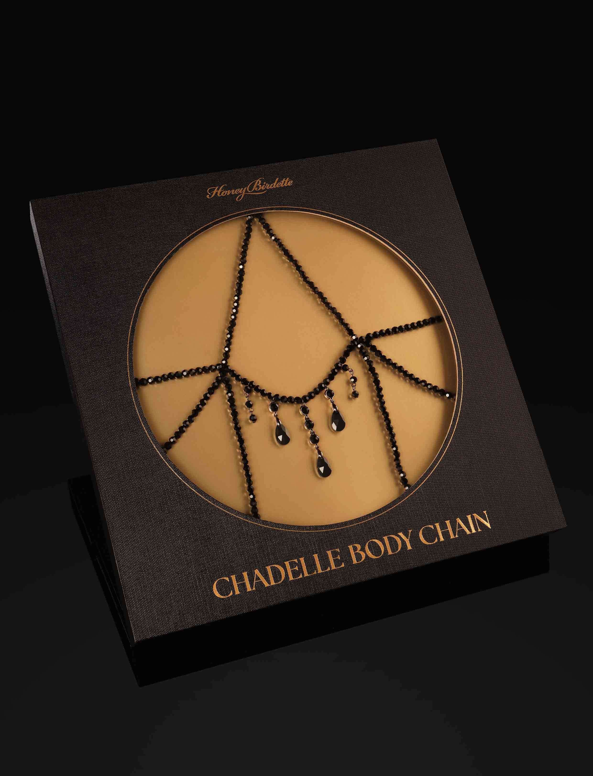 Chadelle Bodychain in Black Crystal Beading by Honey Birdette