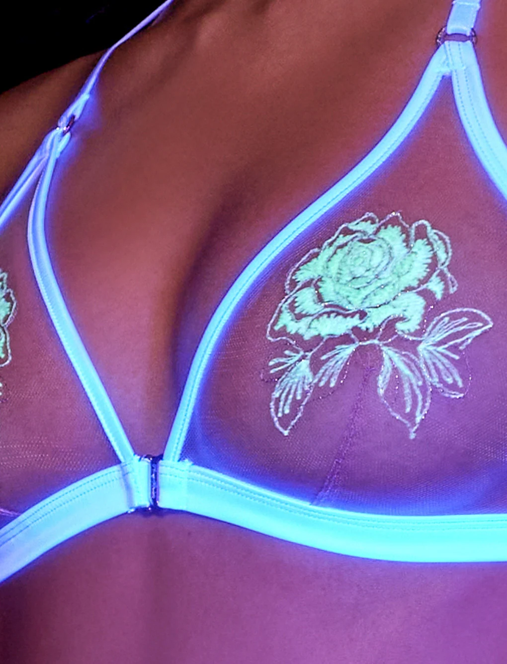 Rosa Glow 透视三角无钢圈内衣，发光刺绣