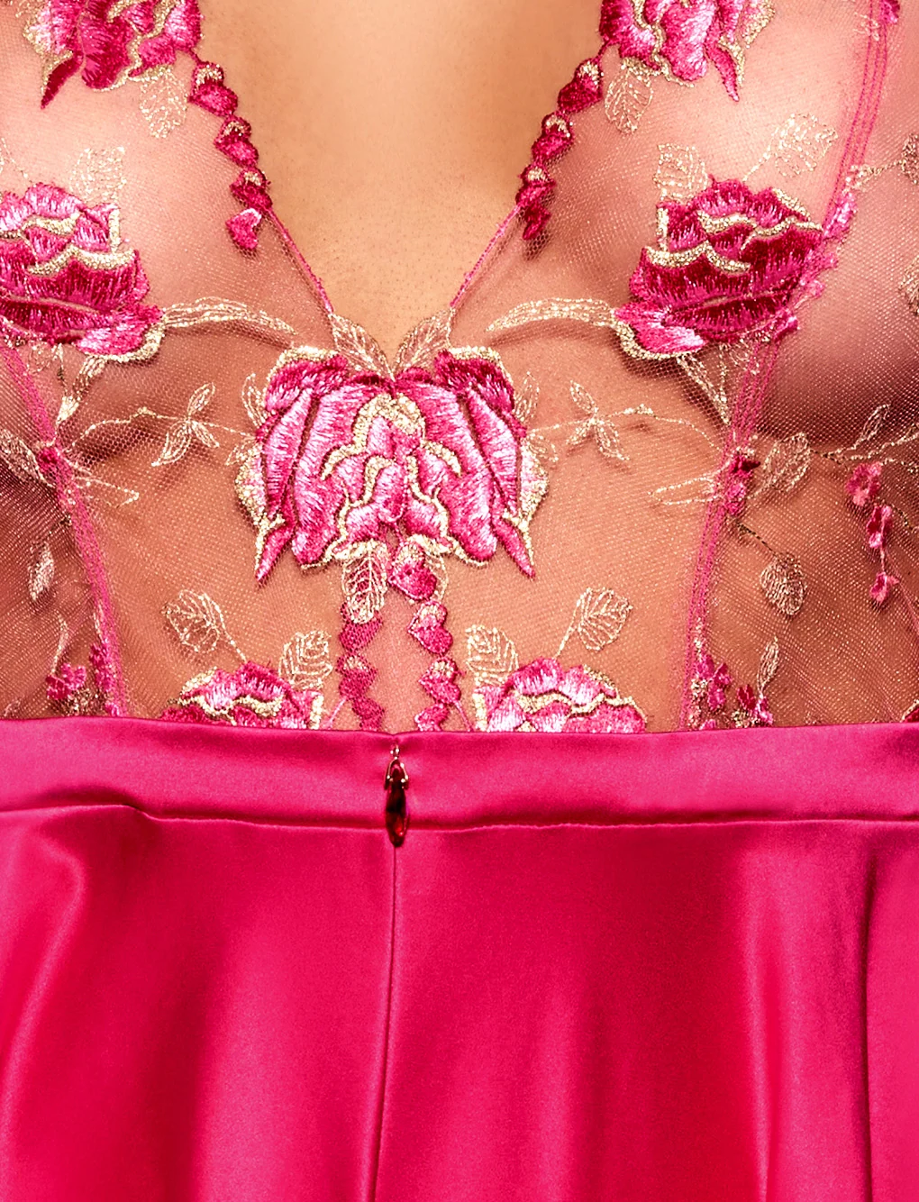 Whitney Love Teddy Halter Bodysuit with Swiss Embroidery
