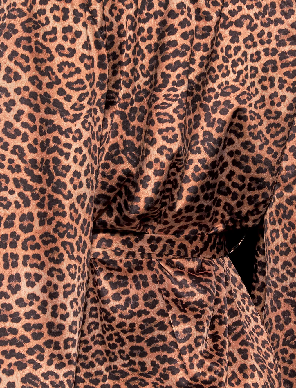 Addison Leopard Short Robe with Eyelash Lace Trim