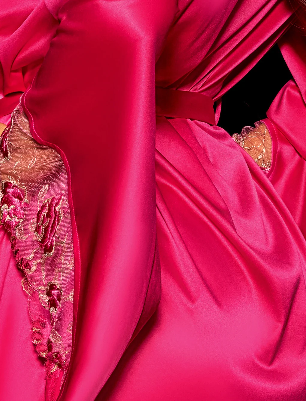 Whitney Love Satin Robe with Long Flared Sleeves