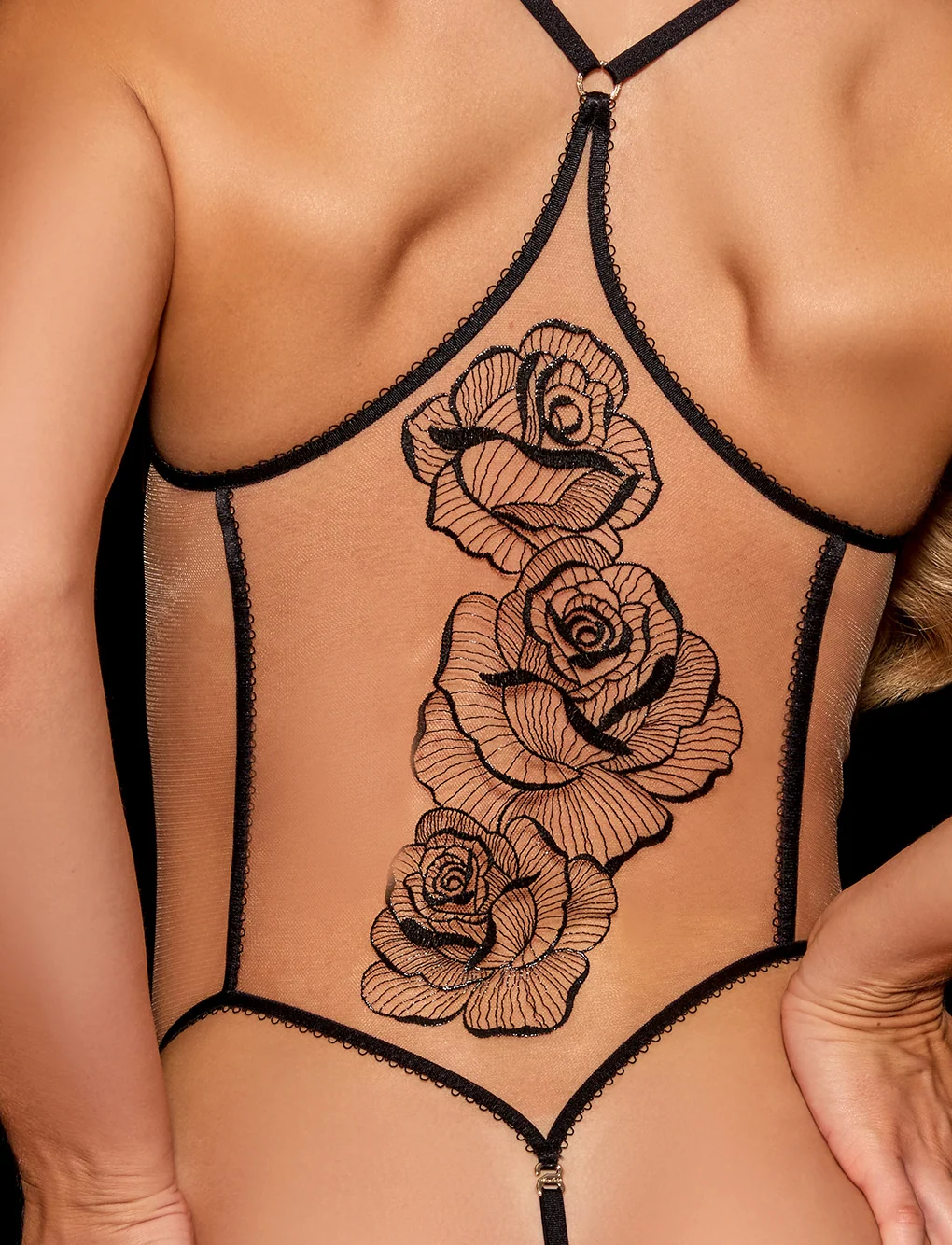 Honey Birdette Katrina 黑色透视深V连体衣