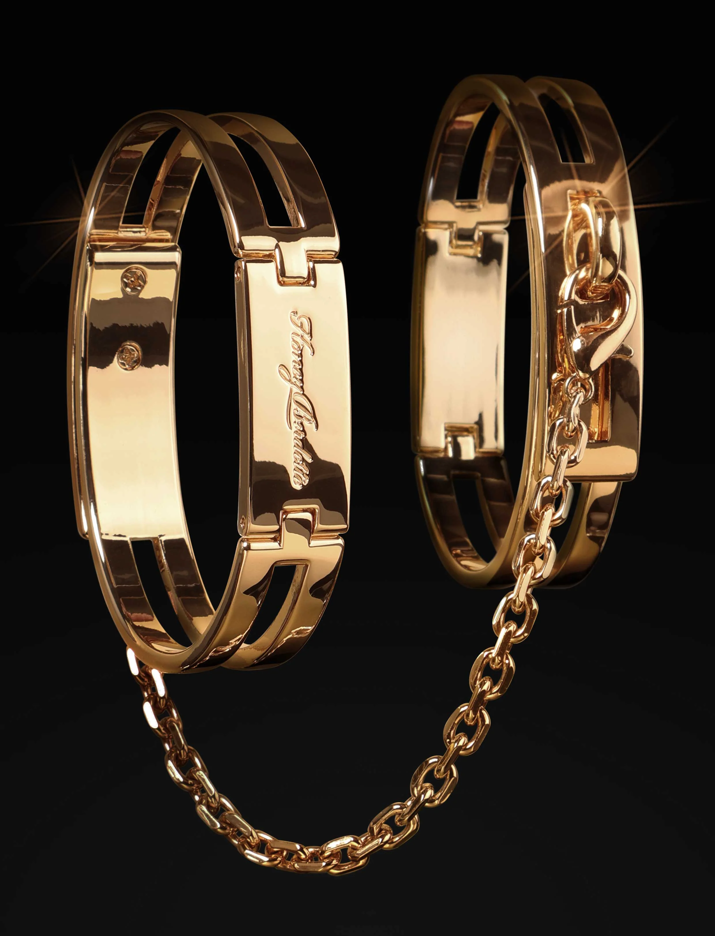 Honey Birdette Gold Bracelet Cuffs with Lock Charms