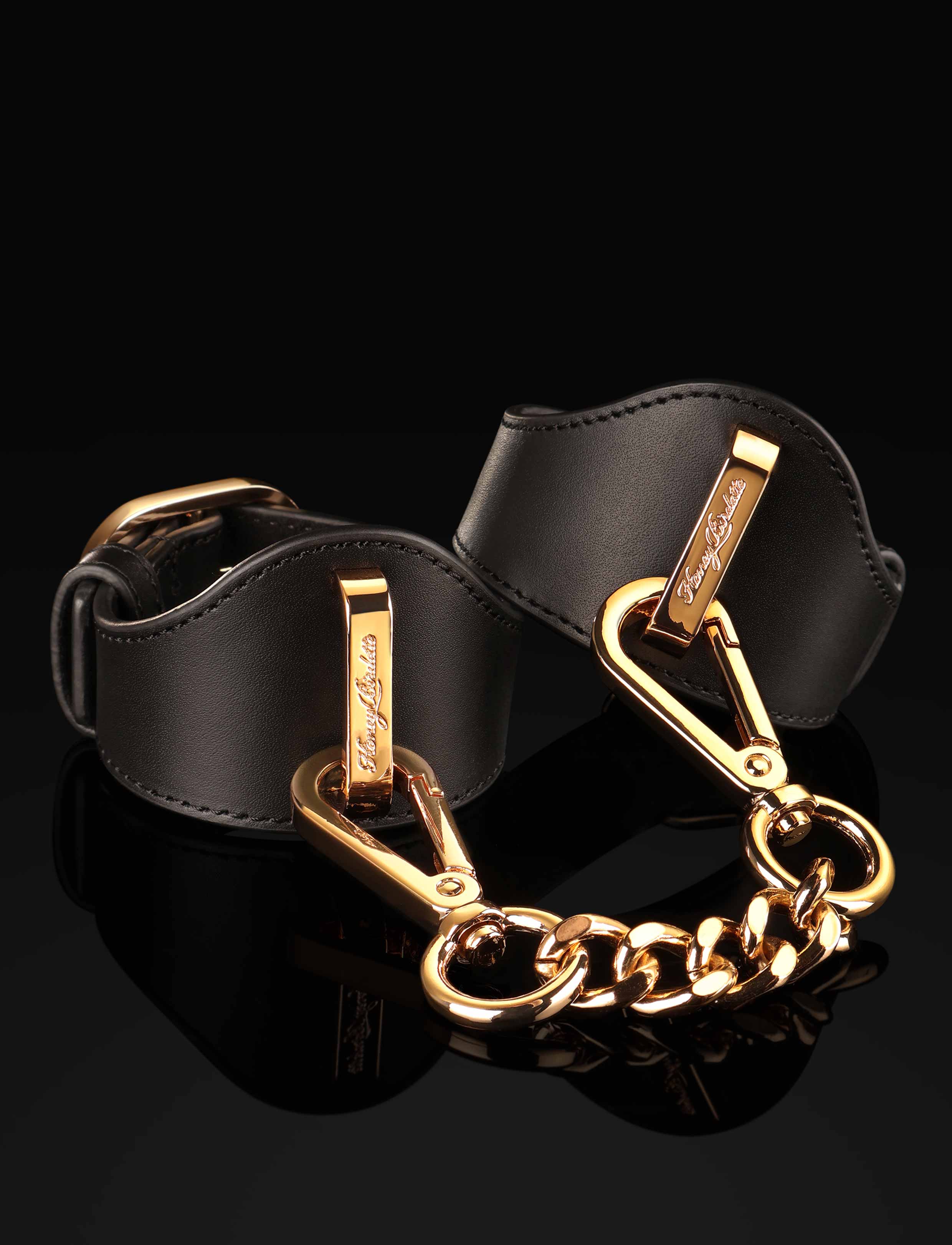 Signature Series Leather Wrist Cuffs with Gold Hardware