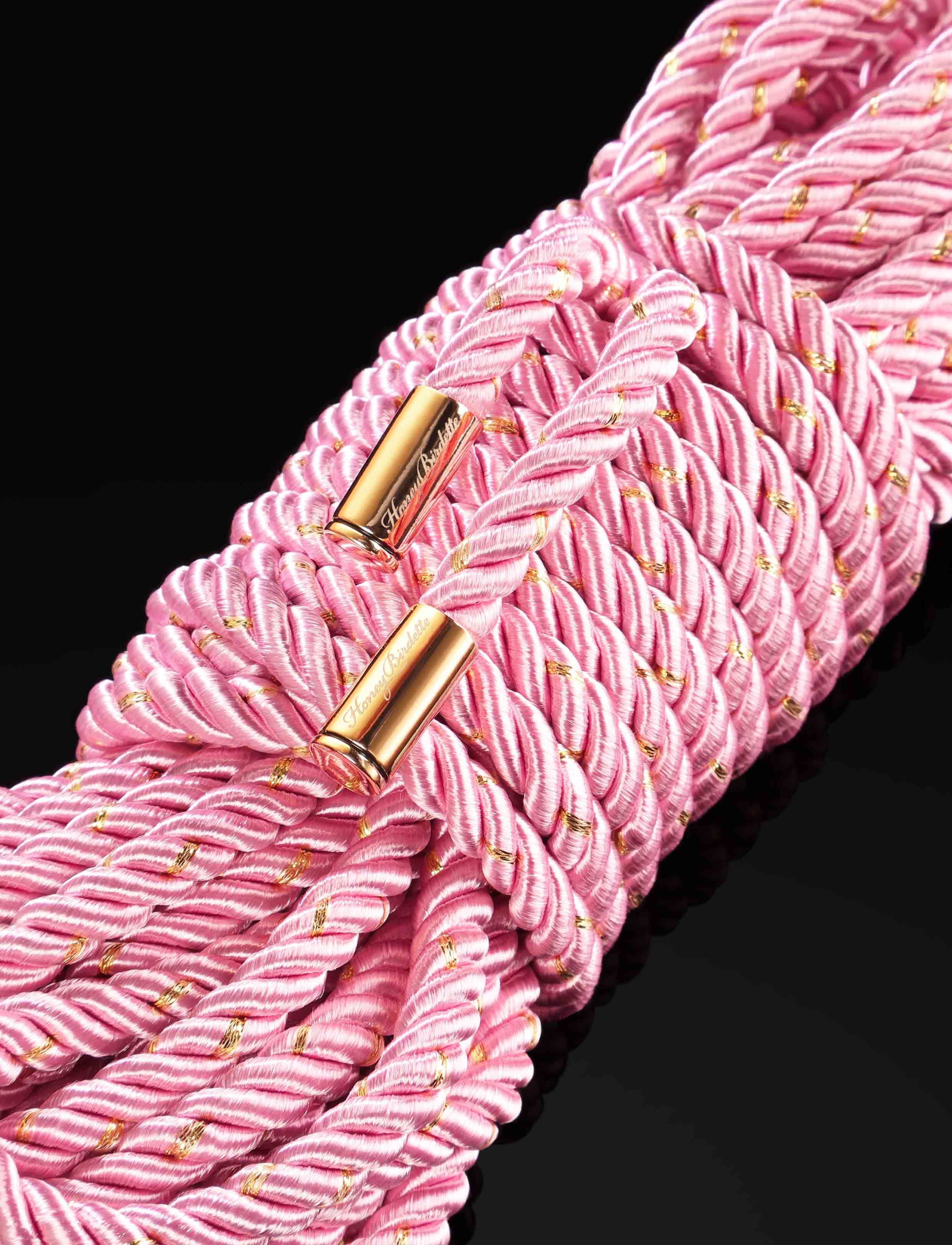 Shibari Pink Rope with Gold Lurex for Ties and Restraint