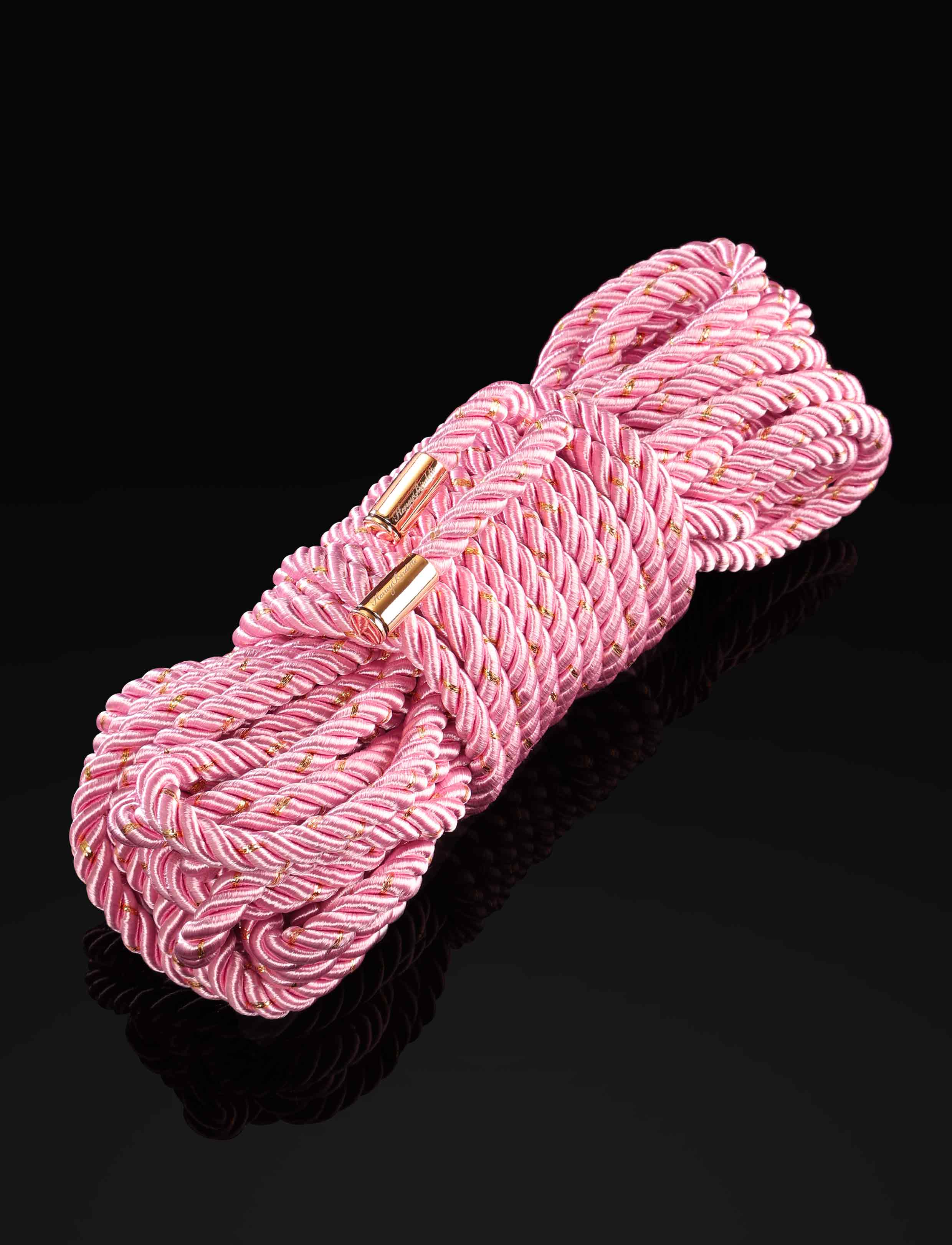 Shibari Pink Rope with Gold Lurex for Ties and Restraint
