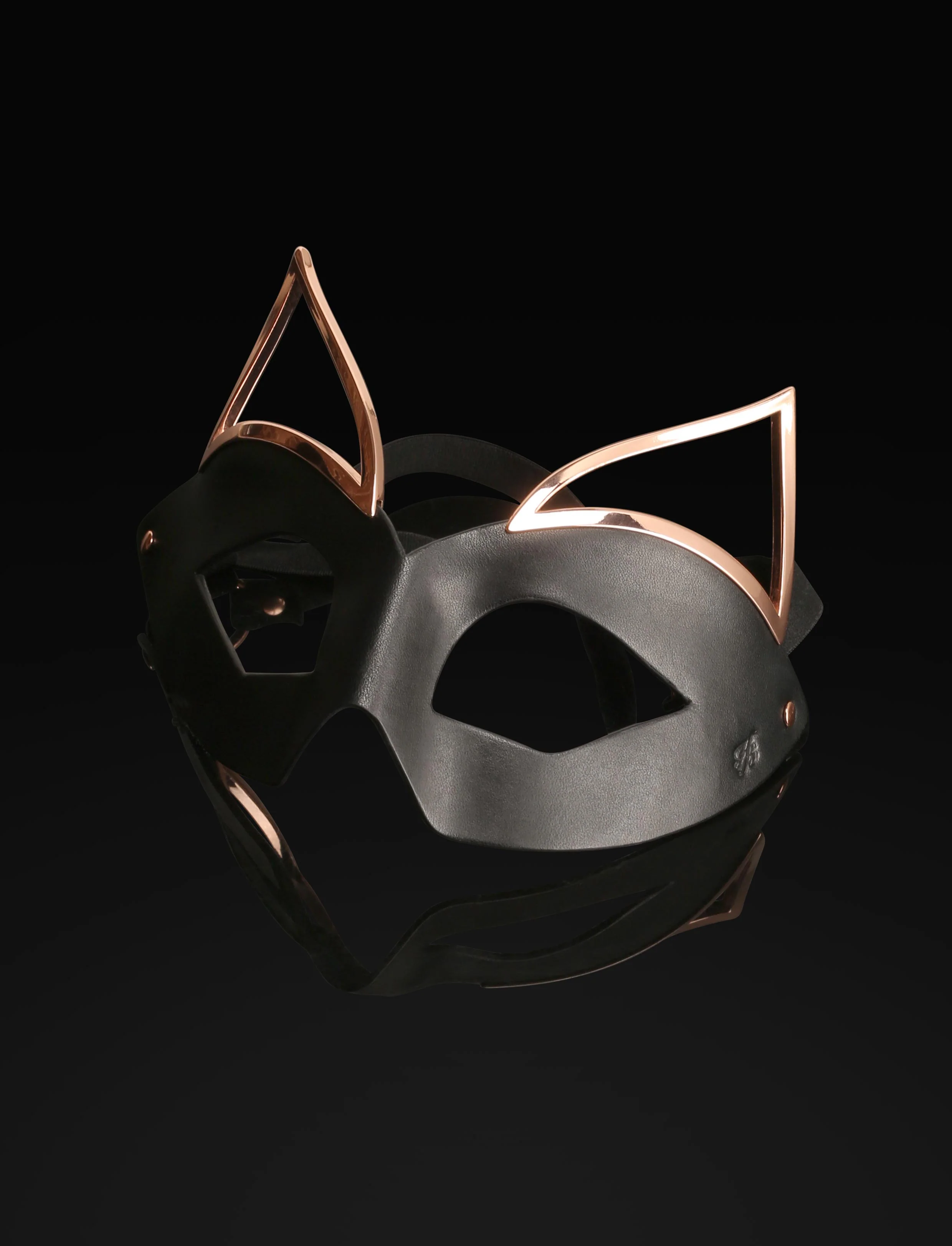 Rose Gold Leather Fox Mask With Elastic Back Strap