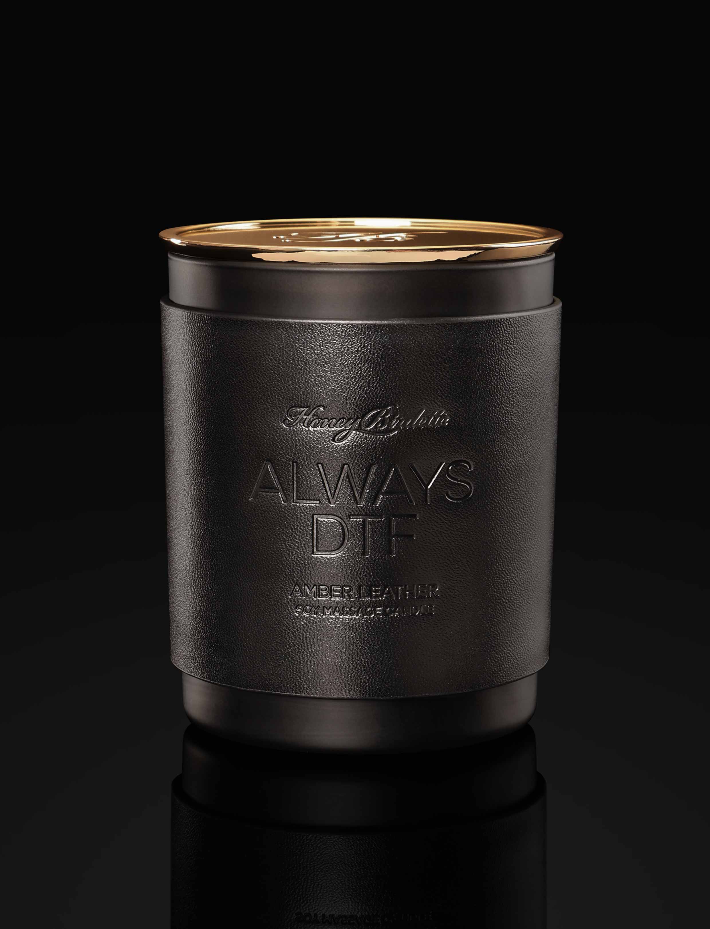 Always DTF Amber Leather Luxury Massage Candle by Honey Birdette
